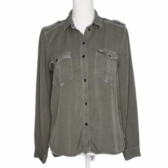 American Eagle Outfitters Tops - American Eagle Green Boyfriend Fit Button Up Top S